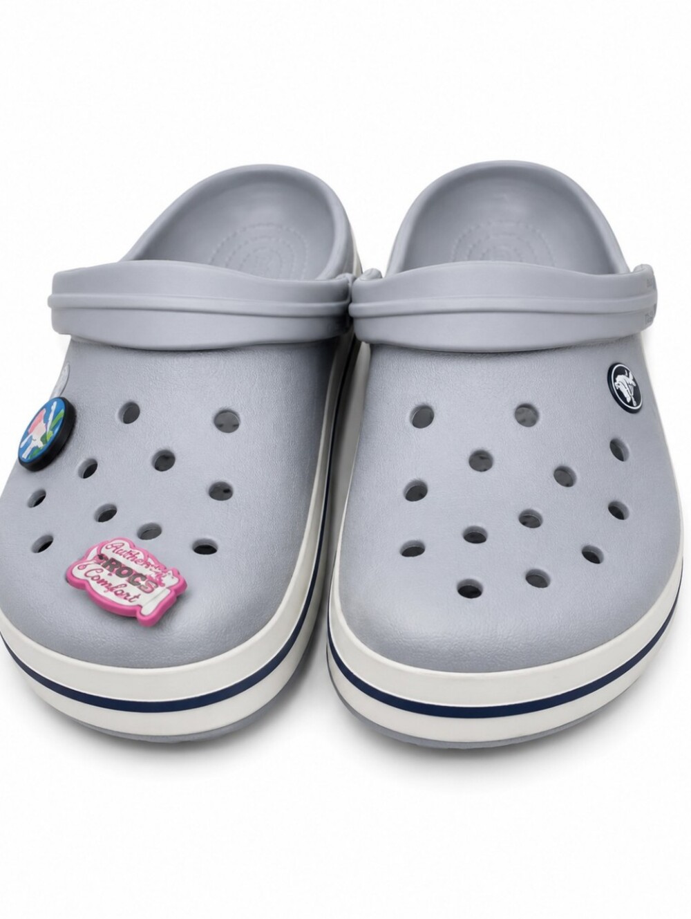 Crocs Classic Clogs Gray Unisex Size 8 Lightweight Comfort Shoes w/ Jibbitz